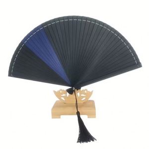 Éventail pliant en bambou, tissu imitation soie peint en noir, cadeaux de mariage, cadeaux de fête prénatale avec sacs cadeaux, respectueux de l'environnement - Product Image 3