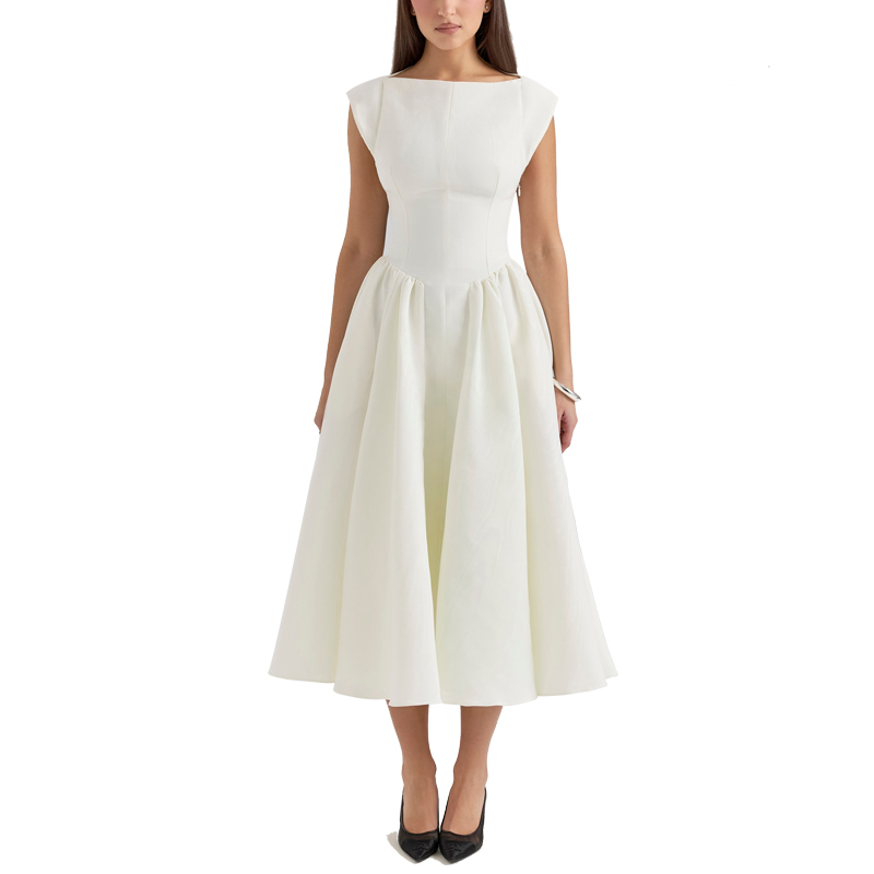 Wholesale Custom Ivory Moire Satin Midi Dress Pleated Tulle Underskirt Tight Waist Dress A-Line Sleeveless Women's Dresses| Alibaba.com Wholesale Custom Ivory Moire Satin Midi Dress Pleated Tulle Underskirt Tight Waist Dress A-Line Sleeveless Women's Dresses| Alibaba.com