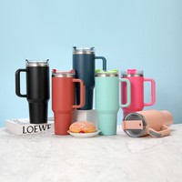 Gobelet isotherme américain en acier inoxydable de 40 oz, avec paille simple, design anti-renversement, portable, pour l'extérieur, en matériau 304