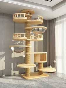 Torre <span class=keywords><strong>di</strong></span> gatto in legno massello con nido <span class=keywords><strong>di</strong></span> Sisal gioco <span class=keywords><strong>di</strong></span> arrampicata piattaforma Sky pilastro Pet Pet Toy mensola cuscino per <span class=keywords><strong>gatti</strong></span> prodotti per divano - Product Image 6