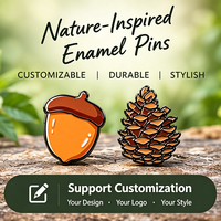 Nouveauté : Épinglette en émail à motif végétal d'automne, badge métallique élégant pour accessoire vestimentaire quotidien sur le thème de la nature (Acajou et Pomme de pin)