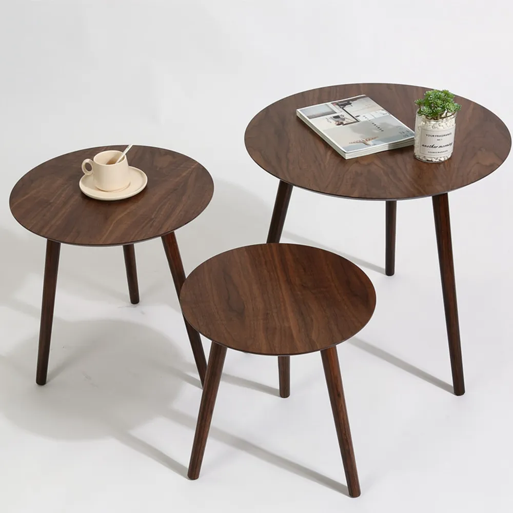סיטונאי נורדי עץ נמוך עגול קפה שולחן ליד מיטת שולחן תה פירות חטיף שולחן סלון ספה צד שולחן זול