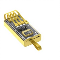 Batterie externe transparente en plastique avec câble intégré, charge rapide 120W, 10000mAh, 20000mAh, pour partage