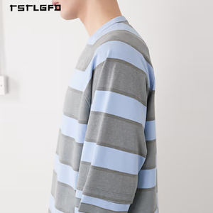 Camiseta Premium Ligera de Algodón Peinado 100% con Mangas Doble Raglán a Rayas, Transpirable, Ecológica, de Alta Gama, OEM/ODM - Product Image 3