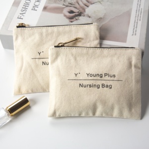 In Logo Cá Nhân Đầy Màu Sắc Muslin Túi Nhỏ Bông Vải Dây Kéo Túi <span class=keywords><strong>Pouch</strong></span> Cho Mỹ Phẩm - Product Image 1