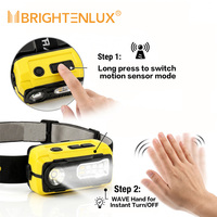 Linterna Frontal LED Recargable Ligera de 66g, 470 Lúmenes, USB C, Sensor de Movimiento, con Luz Roja para Camping, Senderismo y Correr