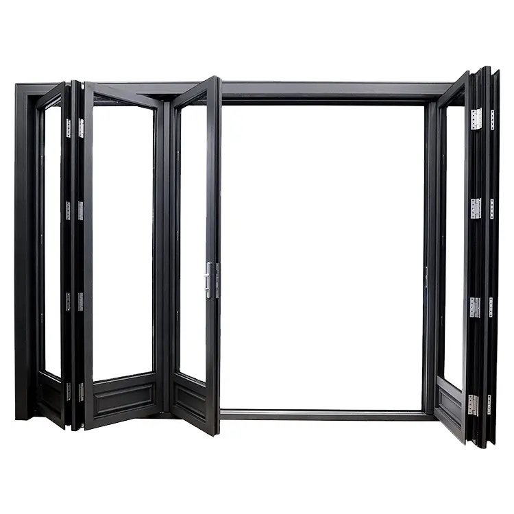 Роскошные наружные Коммерческие алюминиевые стеклянные складные двухстворчатые двери