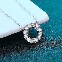 Usine bijoux en gros 925 argent Fine luxe rond circulaire Moissanite pendentif femmes fiançailles mariage colliers fins
