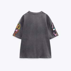 Camiseta pesado de algodón con estampado completo de diseñador vintage personalizado para mujer temporada de verano con decoración de logotipo - Product Image 5