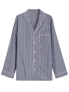 Msf Summer <b>Men's</b> Sleepwear Ice Cool 100% Cotton Long Sleeve Knitted Comfortable Casual Solid <b>Pajama</b> <b>Sets</b> - Product Image 1
