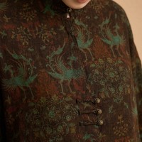Manteaux en soie Gambiered 100% soie de mûrier, style décontracté, col montant, avec boutons, exquise réplique du patrimoine culturel immatériel chinois