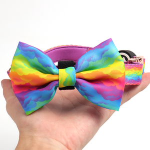Migliore moda Custom arcobaleno Logo colorato modello poliestere di lusso Pet cane collo papillon per collare - Product Image 4