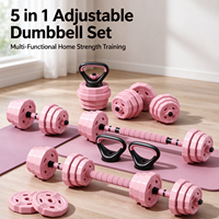 Ensemble d'haltères réglables 5 en 1, convertible en barre d'haltères, kettlebell, barre de pompes, ensemble de poids détachable pour la musculation à domicile