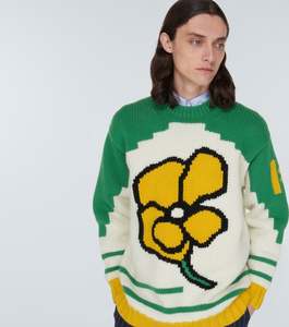 2023 personalizado OEM y ODM Intarsia Jersey de punto de manga larga cuello redondo suéter de lana - Product Image 4