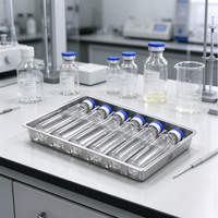 Plateau en plastique 6 compartiments de 10 ml pour poudre lyophilisée, boîte en plastique PET de haute qualité, vente en gros pour emballage de bouteilles en verre, plateau d'emballage pour peptides