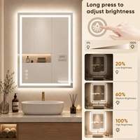 Miroir mural sans cadre à LED anti-buée double éclairage pour salle de bain, verre trempé HD de 5 mm, 3 modes d'éclairage disponibles