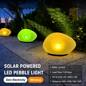 Lampes solaires en forme de pierres lumineuses, lampe en forme de galets colorés simulés pour pelouse de parc extérieur, éclairage d'ambiance décoratif paysager RGB - Product Image 1