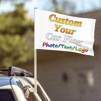 Drapeau de voiture suspendu de qualité supérieure 12x18 pouces avec mât en plastique pour publicité, en polyester imprimé numérique imperméable, taille personnalisée disponible
