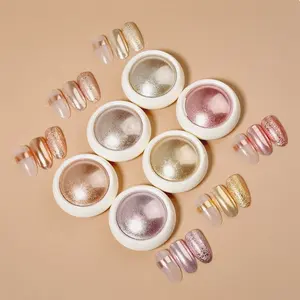 6 Botol/Set Bubuk Kuku Krom Rose Gold Efek Cermin Pigmen Manikur Glitter Debu untuk DIY Nail Art Deco 6 Aplikator Eyeshadow
