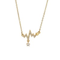 EKG Hartslag Strass Hanger Ketting Goud Zilver Hart Charm CZ Drop Ketting voor Vrouwen Paar Valentijnsdag Sieraden