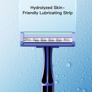 Maquinilla de afeitar desechable con tira lubricante para hombre, paquete de bolsas de plástico con mango de mezcla de goma y triple hoja de afeitar - Product Image 6