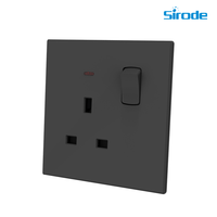 Interrupteurs muraux électriques Sirode K3 Series, norme britannique, design moderne ultra-fin, couleur noire, plaque PC, 4 gangues, 1 voie, pour la maison