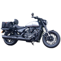 QJMOTOR Flash 600V4 (Modèle 2026) – Barres de protection moteur, dossier pliable, sacoches en toile et cuir, acier carbone pour moto
