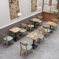 Ensemble table et chaises en bois massif moderne et simple pour café, salon de thé ou restaurant de fondue, en stock