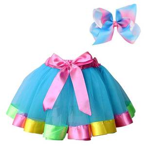 تنورة توتو قوس قزح من قماش التل من الباليه متعددة الطبقات للبيع بالجملة للبنات الصغيرات لترتديها مع أربطة شعر ملونة - Product Image 2
