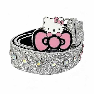 Cinturón Rosa Combinable con Diadema de Diamantes con Diseño de Cabeza de Gato KT, Accesorios de Mezclilla Estilo Y2K de las Spice Girls, Cinturones de Lujo para Mujer - Product Image 1