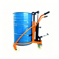 Chariot élévateur manuel hydraulique industriel pour fûts d'huile 350 kg 200 L, transpalette pour fûts en acier 55 gallons, roues PP durables, levage 200 mm