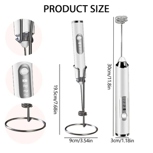 Espuma eléctrica ajustable portátil con logotipo personalizado para café, Espumador de leche de acero inoxidable, batidor con soporte, mezclador de bebidas - Product Image 2