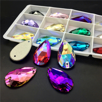 Strass en cristal K9 de haute qualité, strass en verre coloré AB en forme de goutte à coudre, pierres de cristal pour robes de mariée, sacs et vêtements