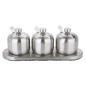Yolecen Ustensiles de <span class=keywords><strong>cuisine</strong></span> Style européen en acier inoxydable 304 Ensemble de trois pièces Pot d'assaisonnement Bouteille Boîte à condiments pour solide - Product Image 1
