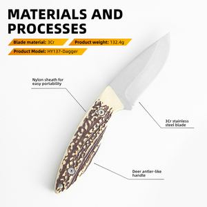Coltello a lama fissa professionale di alta qualità con manico in acciaio inossidabile per caccia alla sopravvivenza all'aperto - Product Image 3