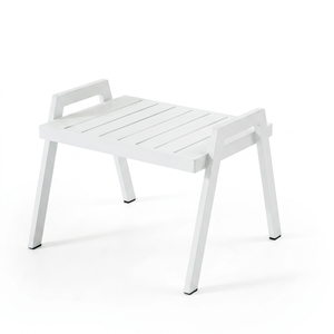 Modern Durable White Plastic Wood Slatted Top Metal Leg Bedside <b>End</b> Table for Bedroom - Product Image 1