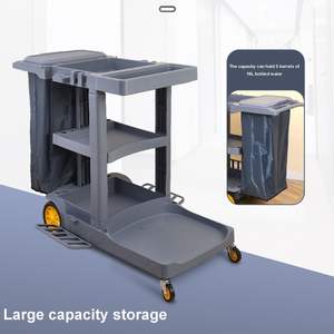 Chariot utilitaire pour tâches de nettoyage lourdes, chariot de concierge multifonctionnel, chariot de service en chambre d'hôtel, chariot à outils polyvalent, chariot de nettoyage - Product Image 6