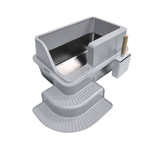 Stainless Steel <b>Cat</b> Litter <b>Box</b> Rectangle 20Kg Weight Capacity Open Design With Scoop Storage - Product Image 3