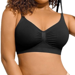 Soutien-gorge sans fil grande taille pour femme, col en V, froncé devant, couvrance totale, sans couture, rembourré, push-up, bralette pour poitrine généreuse, confort quotidien - Product Image 5