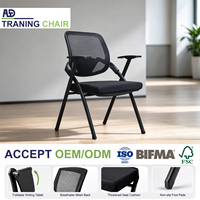 Chaise de formation ergonomique pliable avec tablette d'écriture, dossier en maille respirante, empilable, à quatre pieds, pour l'école et les conférences