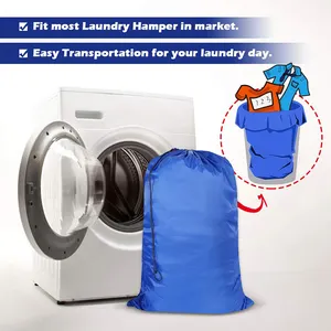 Bolsa de viagem portátil de nylon reutilizável, sacola de lavanderia com estampa de cor personalizada para hotel, grande cordão de armazenamento de roupas