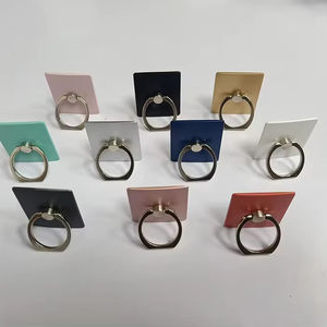 Support de téléphone portable en plastique avec anneau de maintien et béquille, motifs Chat, Ours, Trèfle, formes carrée, ronde, ovale - Product Image 1