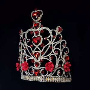 Couronne <span class=keywords><strong>de</strong></span> concours romantique en forme <span class=keywords><strong>de</strong></span> cœur rouge <span class=keywords><strong>de</strong></span> 8 pouces, plaquée or, pour la Saint-Valentin, pour la couronne <span class=keywords><strong>de</strong></span> reine <span class=keywords><strong>de</strong></span> beauté, la couronne <span class=keywords><strong>de</strong></span> mariage, la fête - Product Image 2