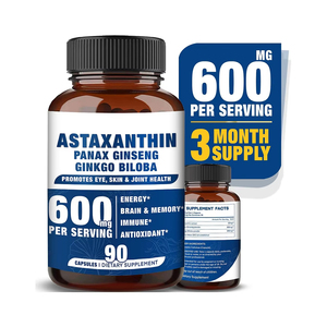 WELLBODY Cápsula de Astaxantina Orgánica Alta Suministrada por La Fábrica de Etiqueta Privada Suplemento de Energía Cerebral con Panax Ginseng para Adultos - Product Image 1