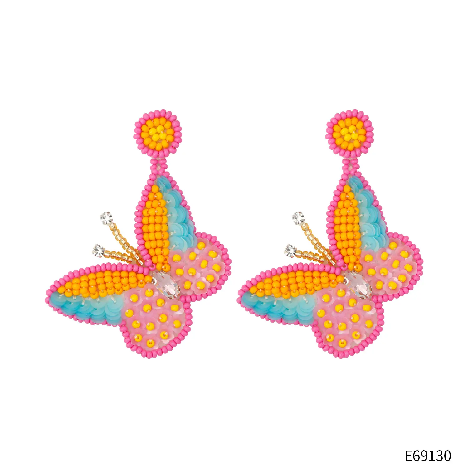 All'ingrosso bohémien resort esagerato mini perline orecchini fabbrica su misura per gioielli di moda per ragazze orecchini a farfalla di cristallo