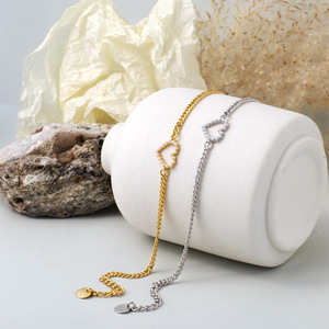 Elegant Style Women's Fashion Charm <b>Bracelet</b> Tiny Cuban Chain Pearl Heart Charm 18k PVD Gold Plated Rhodium Plated Brass Trendy - Product Image 2