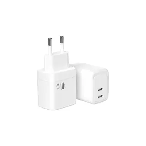 40w EU Fast Charger with 2 USB-C PD Fast Charging Adapter 40w White and Black Color Suitable for France/Germany/Russia/ Holland