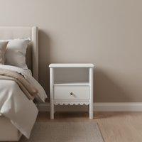 Table de chevet blanche à 3 tiroirs, meubles pour enfants, table de chevet ondulée pour chambre à coucher