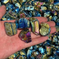 Cristal de Tourmaline Noire avec Revêtement Angel Aura, Pierres Brutes Naturelles en Gros, Minéraux de Quartz Électroplaqués pour Magasin de Cadeaux