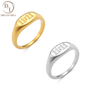 Anello Sigillo con Numero Angelico 1111 in Acciaio Inossidabile Placcato Oro 18K, Design Speciale, <span class=keywords><strong>Gioielli</strong></span> Anti-Appannamento - Product Image 6